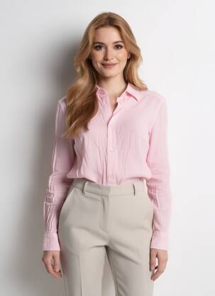 Chemisier coupe droite manches longues rose FIGARET femme