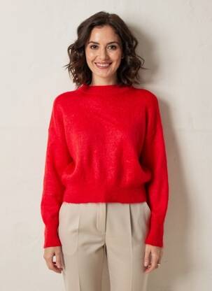 Pull stretch manches longues rouge SURPRISE femme