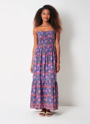 Robe longue imprimé fleurs sans manche bleu LOUISE MISHA femme