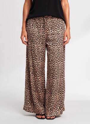 Pantalon droit fermeture zippée sous rabat avec crochet taille normale marron YOLKE femme
