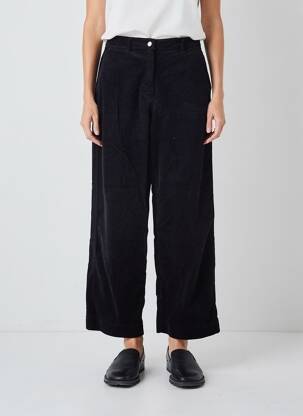Pantalon droit fermeture zippée sous rabat boutonné taille normale noir CÔTELÉ femme