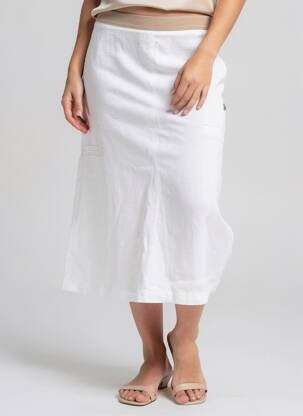 Jupe mi-longue taille à pinces beige DANIELA DALLAVALLE femme