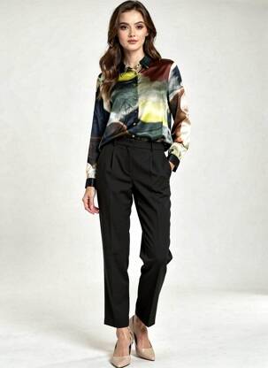 Chemisier coupe fluide manches longues noir LAUREN VIDAL femme