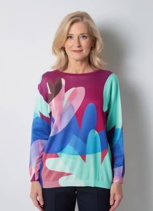 Pull stretch manches longues vert ANNA & GABRI femme