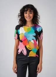 Pull coupe cintrée manches courtes noir ANNA & GABRI femme