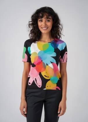 Pull coupe cintrée manches courtes noir ANNA & GABRI femme