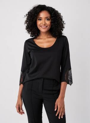 Top stretch manches 3/4 noir LAUREN VIDAL femme