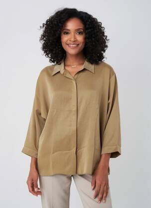 Chemisier fermeture boutonnée sur le devant manches 3/4 marron JEAN MARC PHILIPPE femme
