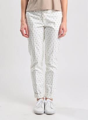 Pantalon chino fermeture zippée sous rabat boutonné taille normale blanc MÊME BY GIAB'S femme