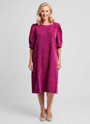 Robe mi-longue fermeture zippée au dos manches courtes violet MOLLY BRACKEN femme
