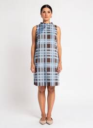 Robe courte fermeture zippée au dos sans manche bleu NIU femme