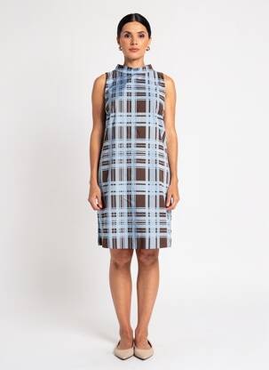 Robe courte sans manche sans manche bleu NIU femme