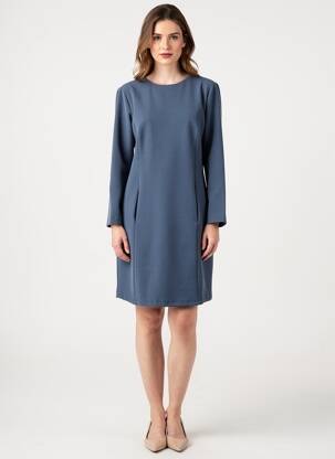 Robe mi-longue manches longues manches longues bleu HOSS femme
