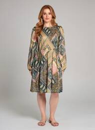 Robe mi-longue imprimé fleurs manches longues vert MOLLY BRACKEN femme