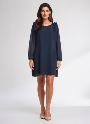 Robe courte fermeture zippée au dos manches longues bleu MOLLY BRACKEN femme