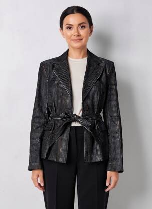 Veste casual col tailleur noir DIEGA femme
