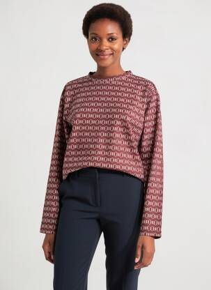 Pull coupe droite manches longues rouge NIU femme