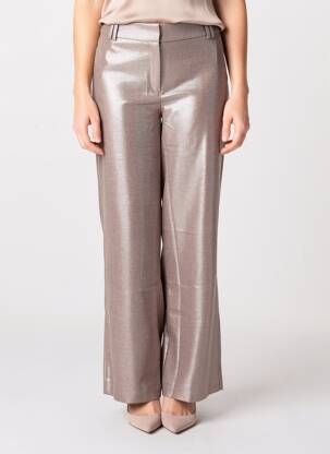 Pantalon large fermeture zippée sous rabat boutonné taille normale marron GEISHA femme