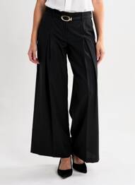 Pantalon large fermeture zippée sous rabat boutonné taille normale noir IMPERIAL femme