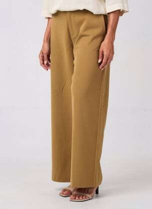 Pantalon large fermeture zippée sous rabat avec crochet taille normale marron SURKANA femme