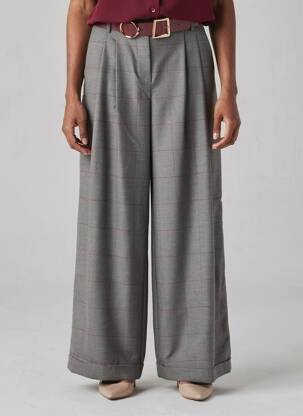 Pantalon large fermeture zippée sous rabat boutonné taille normale gris IMPERIAL femme