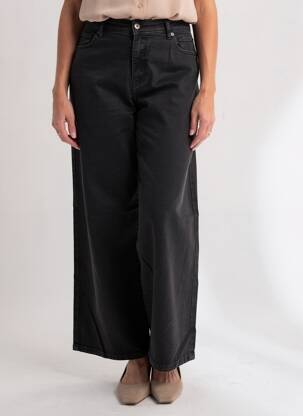 Jeans coupe large stretch taille normale noir PLEASE femme