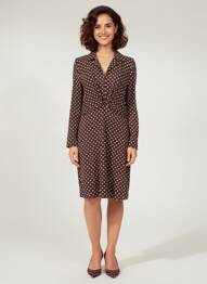 Robe mi-longue imprimé fantaisie manches longues noir SURKANA femme