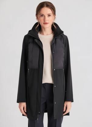 Manteau long a capuche a capuche noir STREET ONE femme