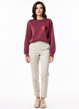 Sweat-shirt à capuche stretch manches longues rouge MARCELLO COLLECTION femme