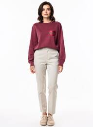 Sweat-shirt à capuche stretch manches longues rouge MARCELLO COLLECTION femme