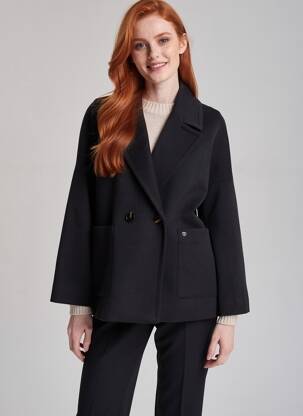 Manteau court coupe droite sans capuche noir PLEASE femme