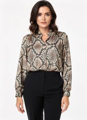 Chemisier tissage crêpe manches longues gris GEISHA femme