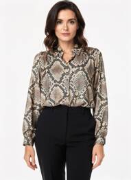Chemisier tissage crêpe manches longues gris GEISHA femme