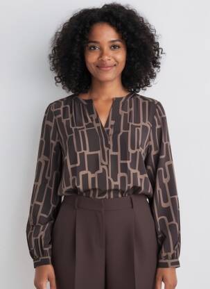 Chemisier tissage popeline manches longues marron STREET ONE femme