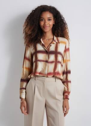 Chemisier tissage crêpe manches longues beige IMPERIAL femme