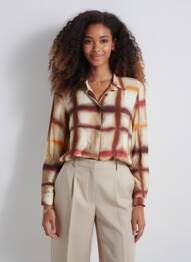 Chemisier tissage crêpe manches longues beige IMPERIAL femme