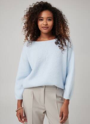 Pull col bateau manches longues bleu PLEASE femme