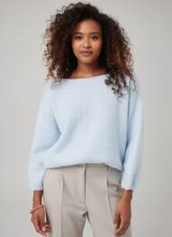 Pull col bateau manches longues bleu PLEASE femme