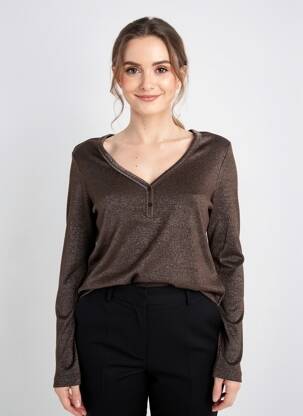 Top stretch manches longues marron STREET ONE femme
