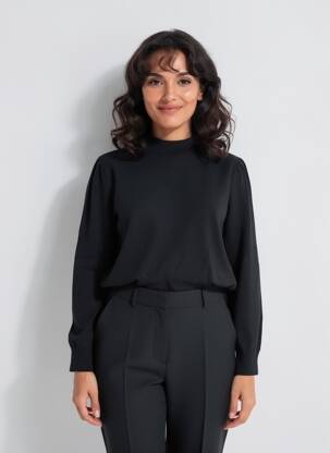Pull stretch manches longues noir STREET ONE femme