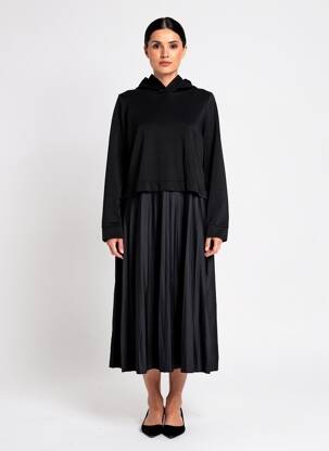 Robe longue manches longues manches longues noir STREET ONE femme