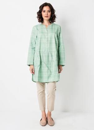 Robe mi-longue manches longues manches longues vert SHEEGO femme