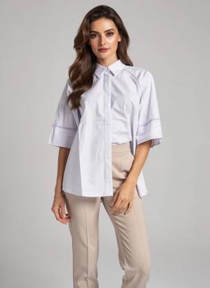 Tunique manches longues fermeture boutonnée sur le devant violet SHEEGO femme