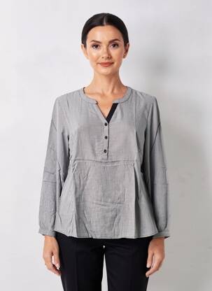 Blouse tissage popeline manches longues noir SHEEGO femme
