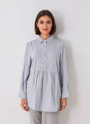 Tunique manches longues fermeture boutonnée sur le devant gris SHEEGO femme
