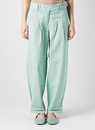 Pantalon droit fermeture zippée sous rabat boutonné vert SHEEGO femme