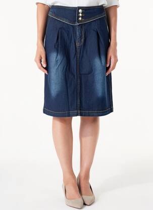 Jupe mi-longue bleu SHEEGO femme