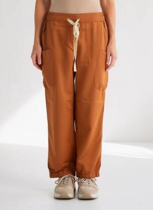Pantalon droit tissage popeline taille normale orange SHEEGO femme