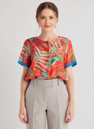 Chemisier manches courtes manches courtes rouge PAUL BRIAL femme