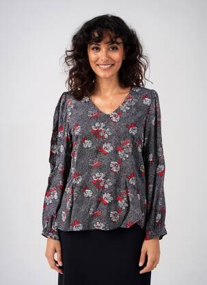 Blouse tissage popeline manches longues noir C'EST BEAU LA VIE femme